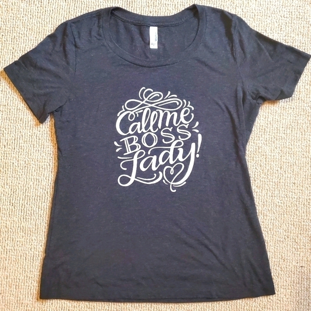 Call Me Boss Lady Gray Shirt Sleeve Tee